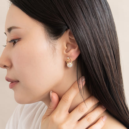 樹脂ピアス ニッケルフリー メタル プラパール ハート バックキャッチ スタッドピアス