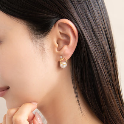 樹脂ピアス ニッケルフリー メタル プラパール ハート バックキャッチ スタッドピアス