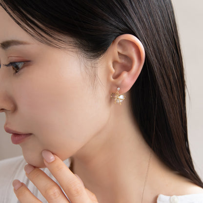 樹脂ピアス ニッケルフリー メタル プラパール リボン バックキャッチ スタッドピアス