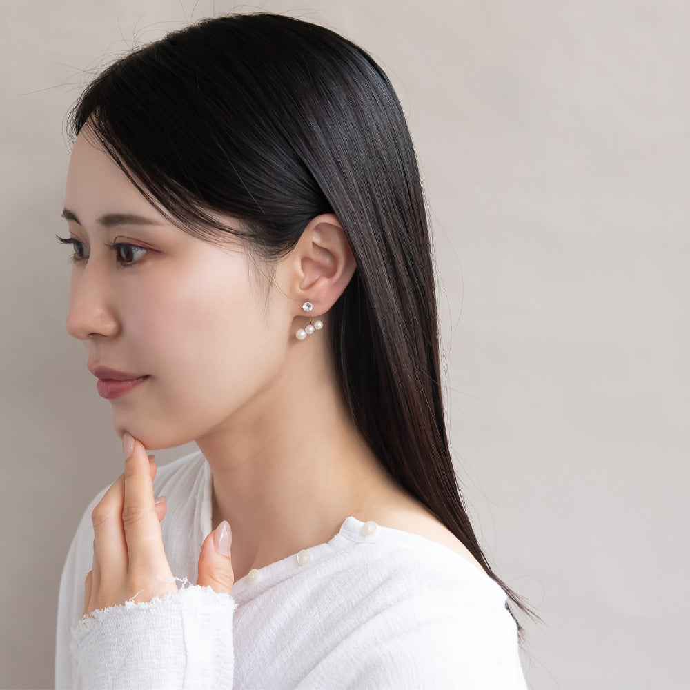 樹脂ピアス ニッケルフリー プラパール ガラス メタル 2way バックキャッチ スタッドピアス