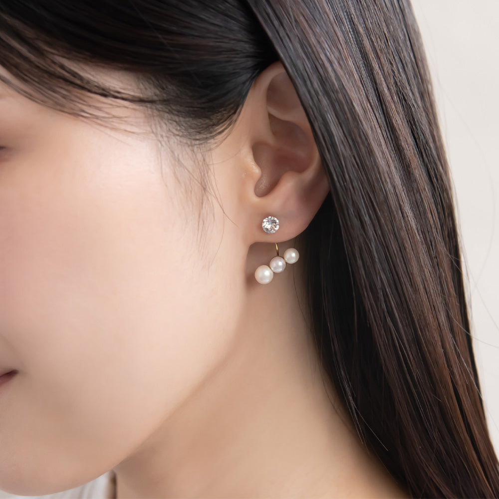 樹脂ピアス ニッケルフリー プラパール ガラス メタル 2way バックキャッチ スタッドピアス