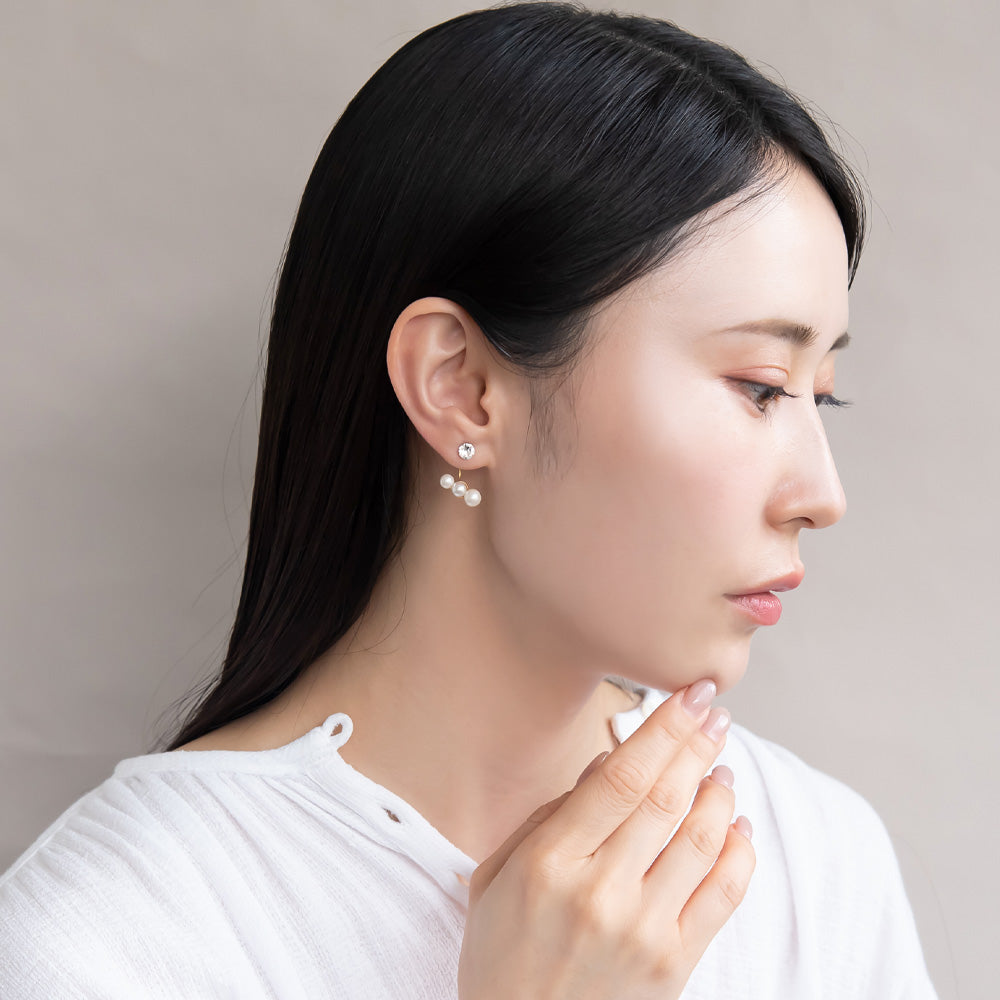 樹脂ピアス ニッケルフリー プラパール ガラス メタル 2way バック