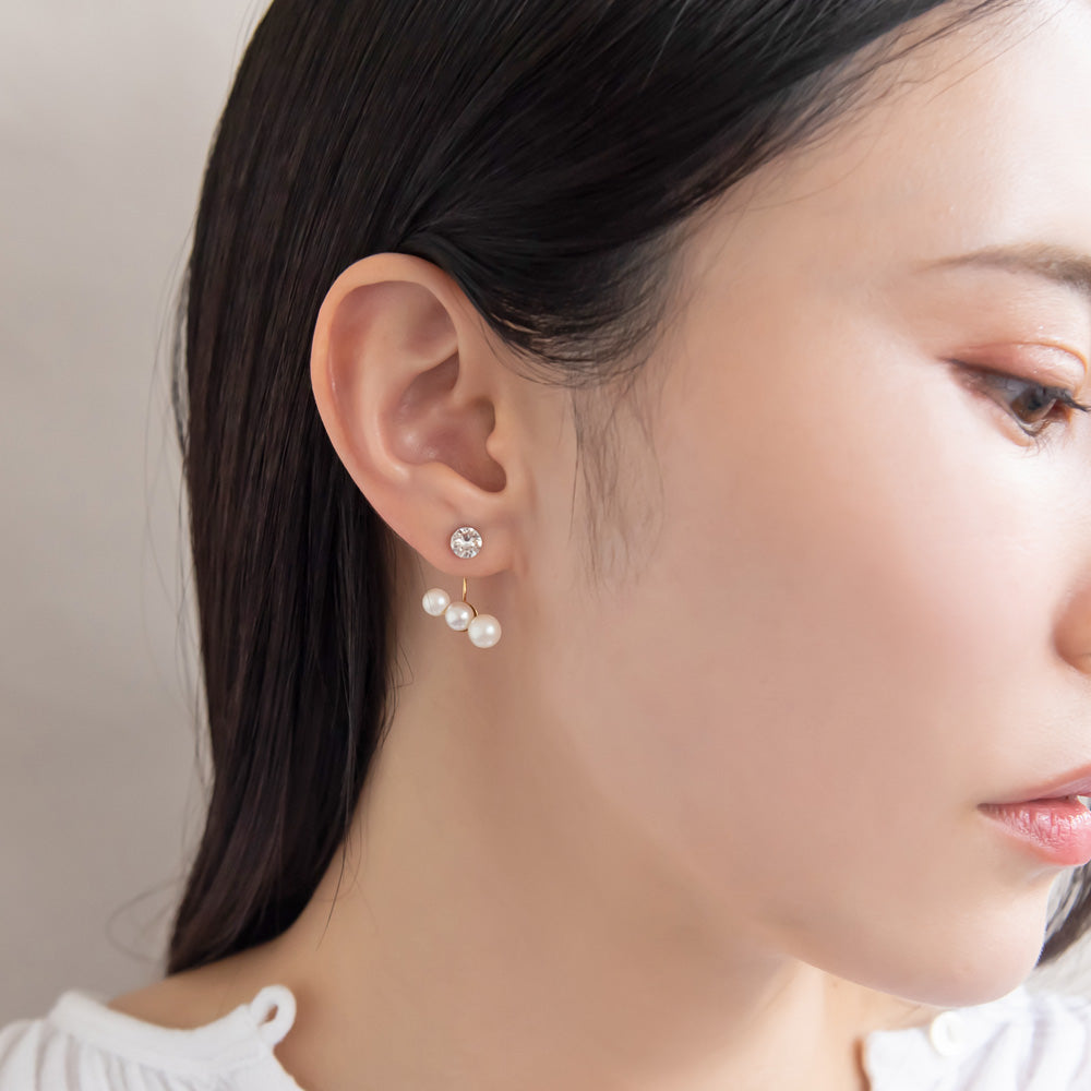 樹脂ピアス ニッケルフリー プラパール ガラス メタル 2way バック