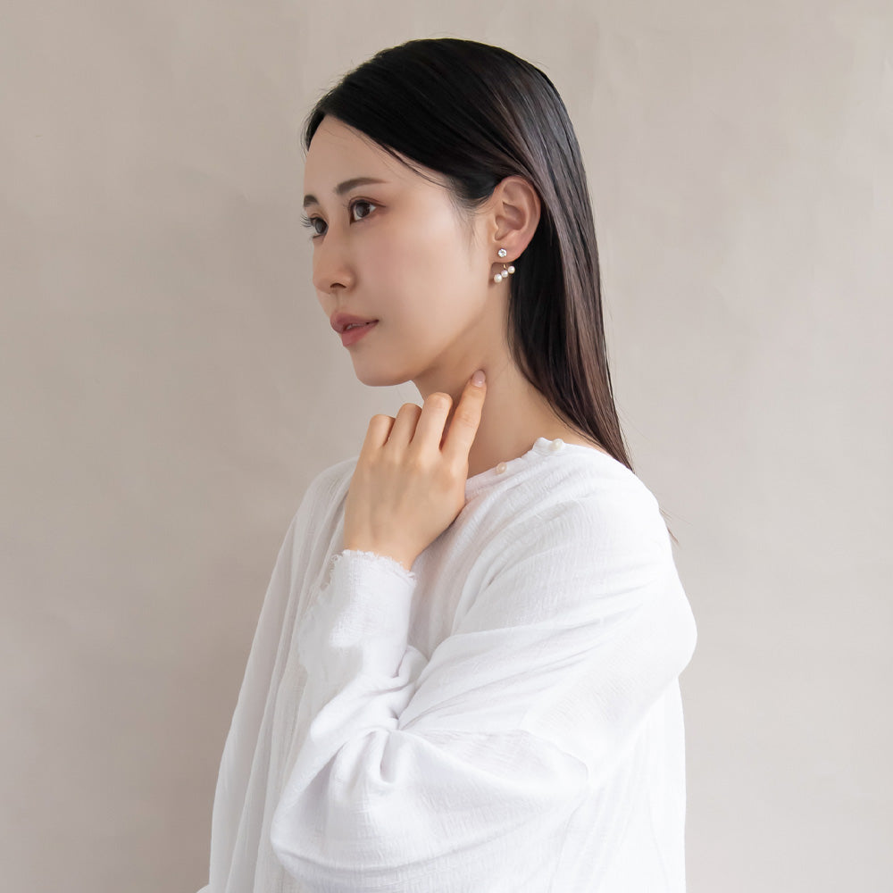 樹脂ピアス ニッケルフリー プラパール ガラス メタル 2way バックキャッチ スタッドピアス