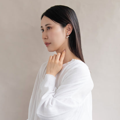 樹脂ピアス ニッケルフリー プラパール ガラス メタル 2way バックキャッチ スタッドピアス