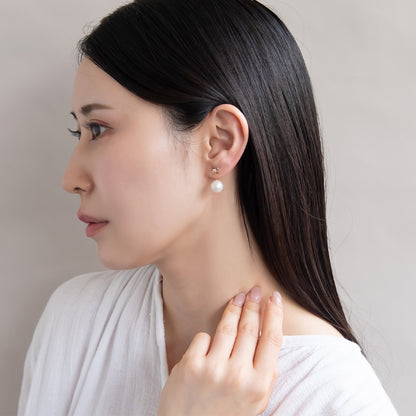 樹脂ピアス ニッケルフリー プラパール ガラス メタル フラワー 2way バックキャッチ スタッドピアス