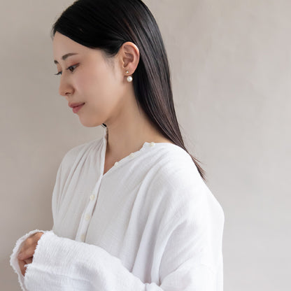 樹脂ピアス ニッケルフリー プラパール ガラス メタル フラワー 2way バックキャッチ スタッドピアス