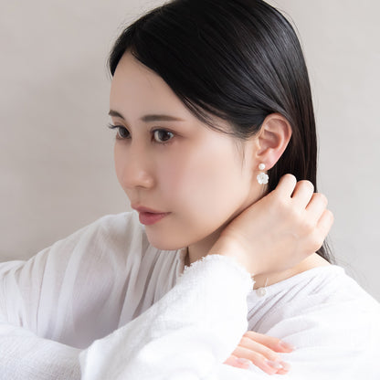 樹脂ピアス ニッケルフリー プラパール ガラス メタル フラワー 2way バックキャッチ スタッドピアス