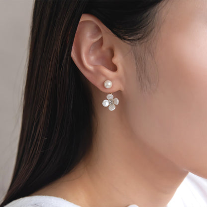 樹脂ピアス ニッケルフリー プラパール ガラス メタル フラワー 2way バックキャッチ スタッドピアス