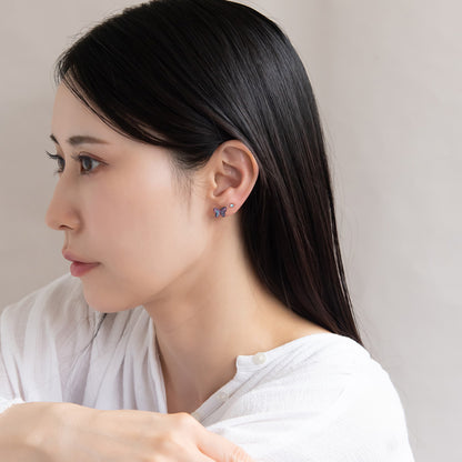 樹脂ピアス ニッケルフリー バタフライ ラメ 4個セット スタッドピアス