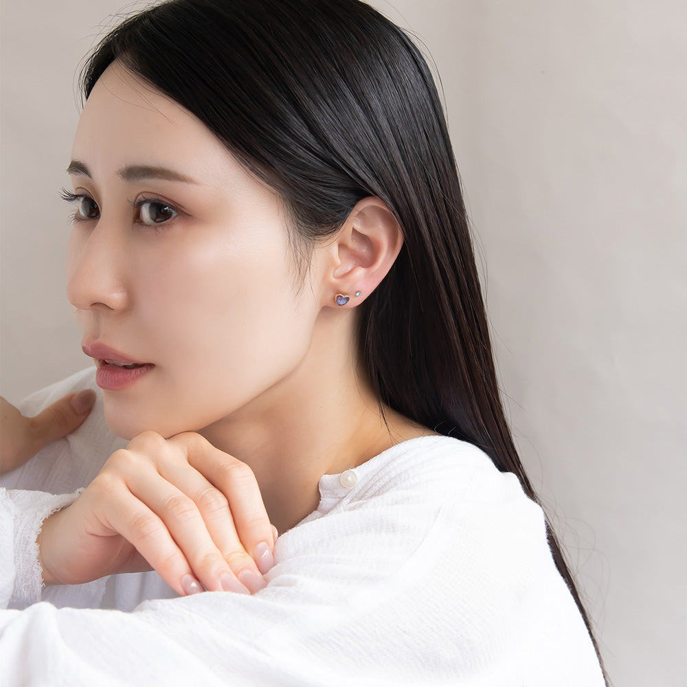 樹脂ピアス ニッケルフリー ハート ラメ カラフル 4個セット スタッド