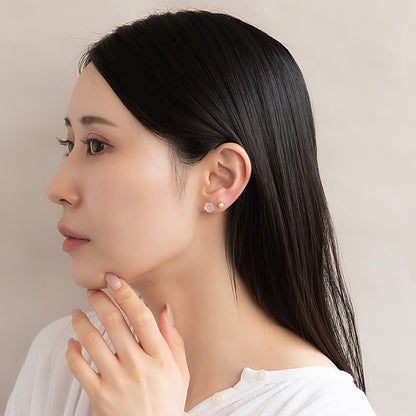 樹脂ピアス ニッケルフリー スケルトン 薔薇 リボン パール 6個セット スタッドピアス