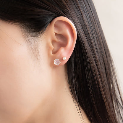 樹脂ピアス ニッケルフリー スケルトン 薔薇 リボン パール 6個セット スタッドピアス