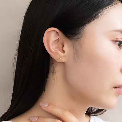 樹脂ピアス ニッケルフリー スケルトン 薔薇 リボン パール 6個セット スタッドピアス