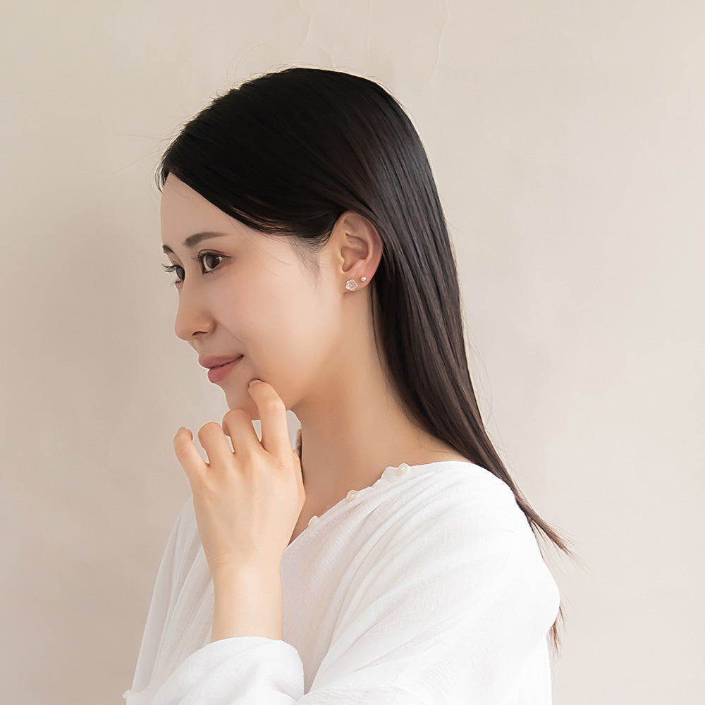 樹脂ピアス ニッケルフリー スケルトン 薔薇 リボン パール 6個セット スタッドピアス