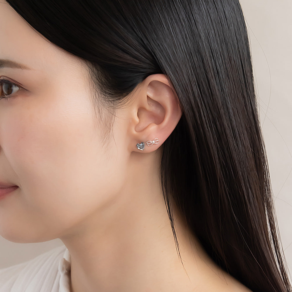 樹脂ピアス ニッケルフリー リボン ハート 6個セット スタッドピアス