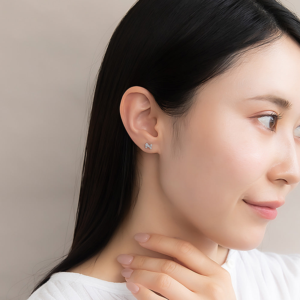 樹脂ピアス ニッケルフリー リボン ハート 6個セット スタッドピアス