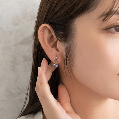 ノンホールピアス ニッケルフリー ハート ビーズ ラメ カラフル イヤリング 樹脂タイプ