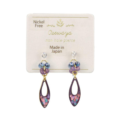 ノンホールピアス ニッケルフリー ドロップ ビーズ ラメ カラフル イヤリング 樹脂タイプ