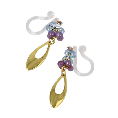 ノンホールピアス ニッケルフリー ドロップ ビーズ ラメ カラフル イヤリング 樹脂タイプ