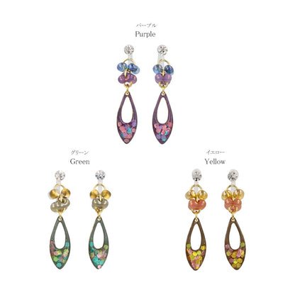ノンホールピアス ニッケルフリー ドロップ ビーズ ラメ カラフル イヤリング 樹脂タイプ