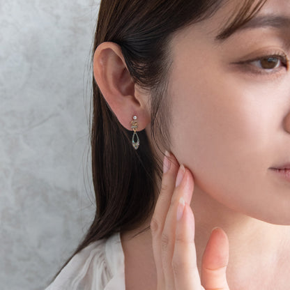 ノンホールピアス ニッケルフリー ドロップ ビーズ ラメ カラフル イヤリング 樹脂タイプ