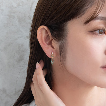 ノンホールピアス ニッケルフリー ドロップ ビーズ ラメ カラフル イヤリング 樹脂タイプ