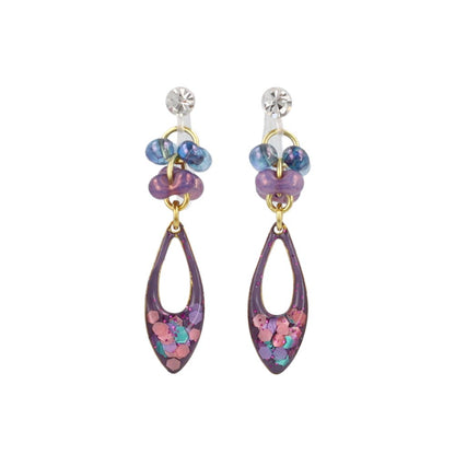 ノンホールピアス ニッケルフリー ドロップ ビーズ ラメ カラフル イヤリング 樹脂タイプ