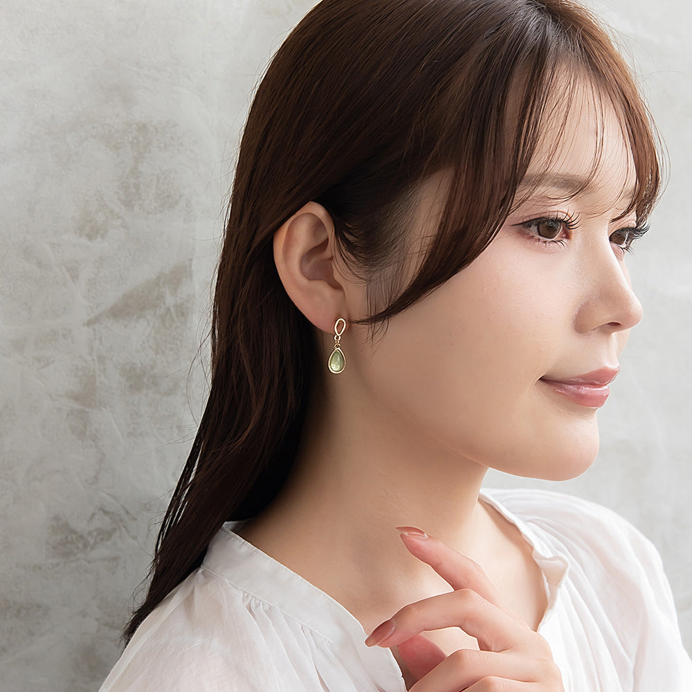 ノンホールピアス ニッケルフリー メタル フレーム カラー ドロップ イヤリング 樹脂タイプ