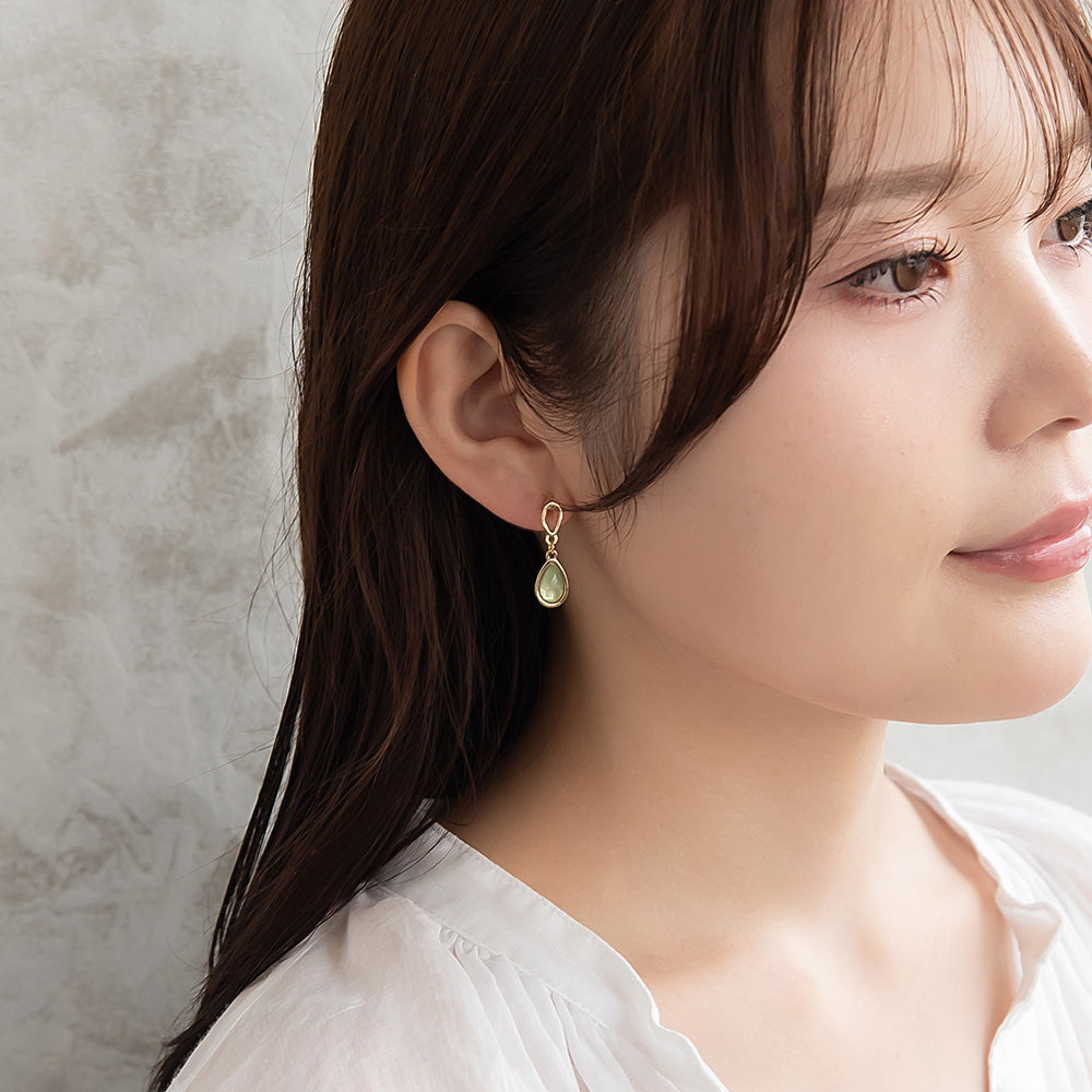 ノンホールピアス ニッケルフリー メタル フレーム カラー ドロップ イヤリング 樹脂タイプ