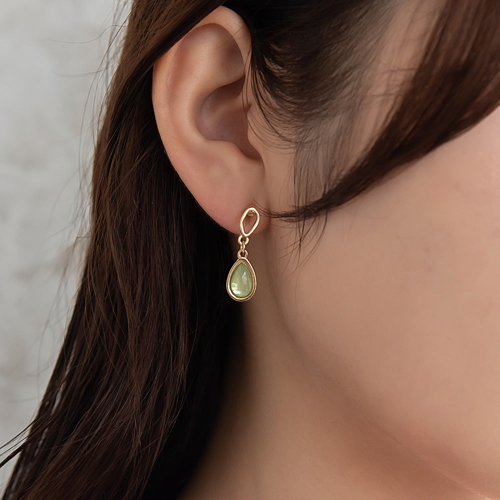 ノンホールピアス ニッケルフリー メタル フレーム カラー ドロップ イヤリング 樹脂タイプ