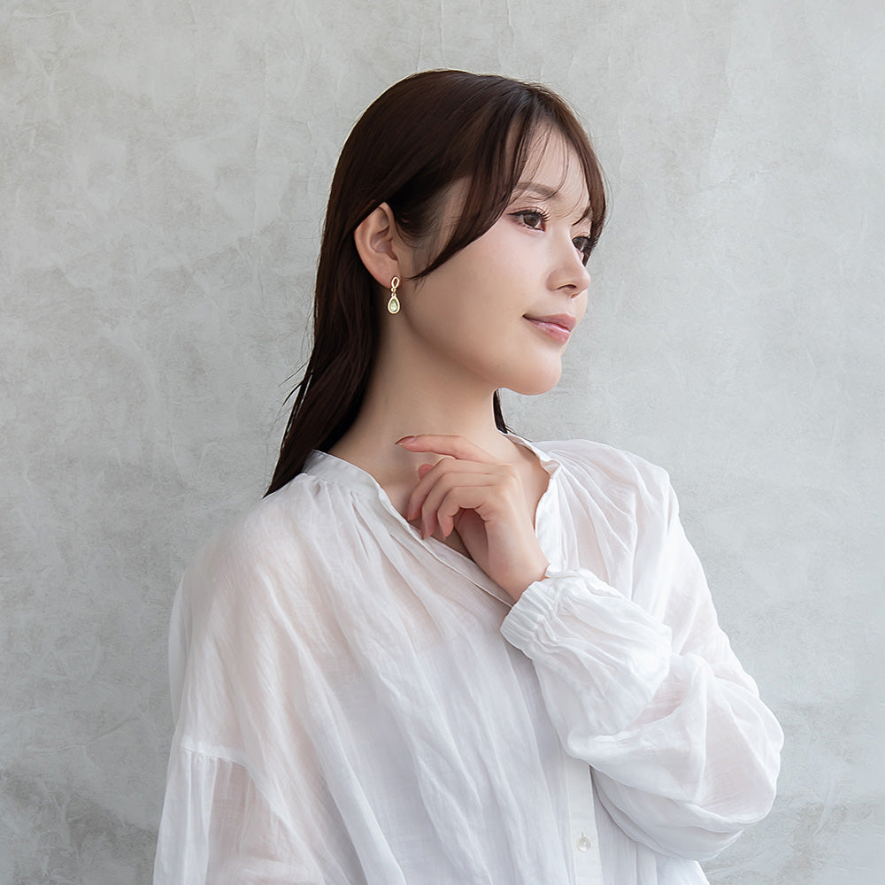 ノンホールピアス ニッケルフリー メタル フレーム カラー ドロップ イヤリング 樹脂タイプ