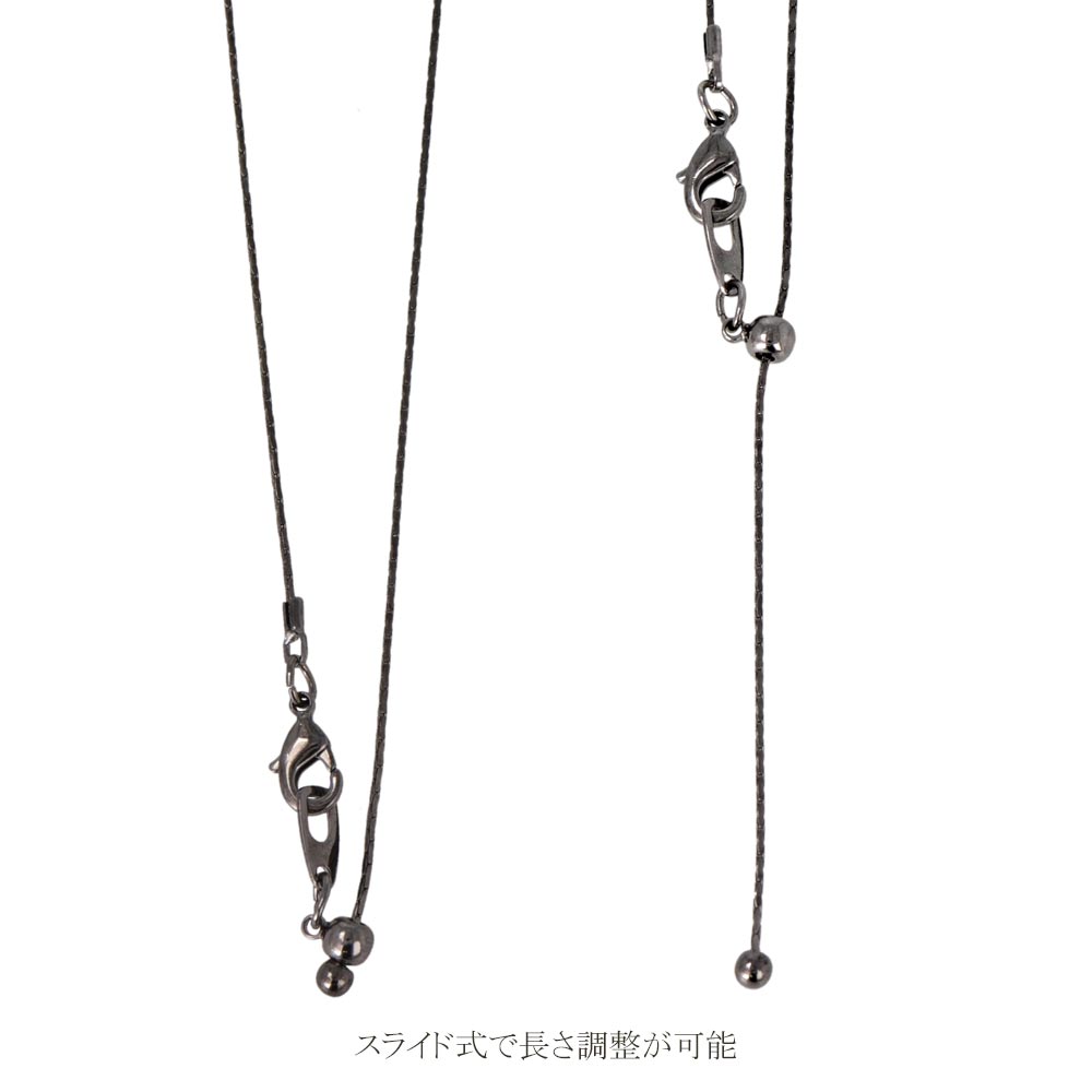 ネックレス ニッケルフリー メタル ガンメタル マーブル カラー レイヤード クロス リング スライドボール チェーン ペンダントネックレス