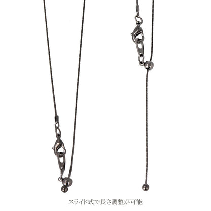 ネックレス ニッケルフリー メタル ガンメタル マーブル カラー レイヤード クロス リング スライドボール チェーン ペンダントネックレス