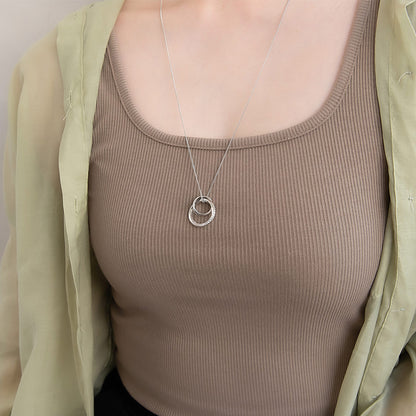 ネックレス ニッケルフリー メタル ダブル リング ツイスト キュービックジルコニア キヘイチェーン ペンダントネックレス