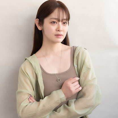 ネックレス ニッケルフリー メタル クロス ダブル リング キュービックジルコニア ペンダントネックレス