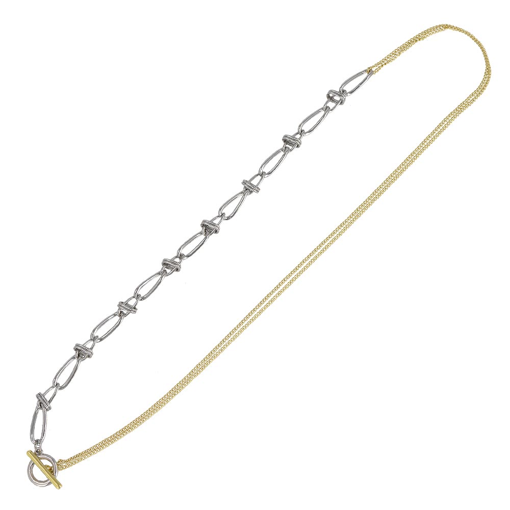 ネックレス Combination Metal ニッケルフリー メタル ハーフ オーバル ツイスト リング キヘイ チェーン マンテル ロングネックレス