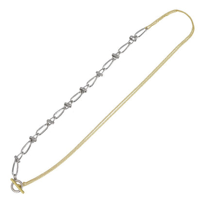 ネックレス Combination Metal ニッケルフリー メタル ハーフ オーバル ツイスト リング キヘイ チェーン マンテル ロングネックレス