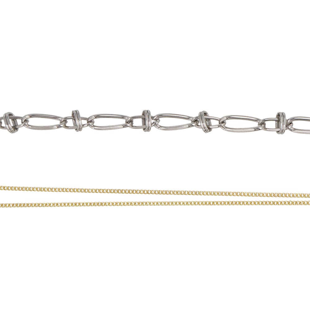 ネックレス Combination Metal ニッケルフリー メタル ハーフ オーバル ツイスト リング キヘイ チェーン マンテル ロングネックレス