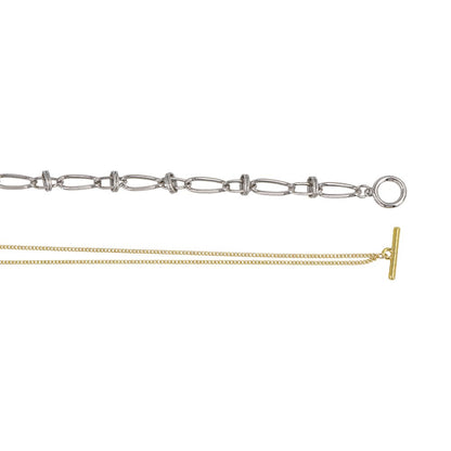 ネックレス Combination Metal ニッケルフリー メタル ハーフ オーバル ツイスト リング キヘイ チェーン マンテル ロングネックレス