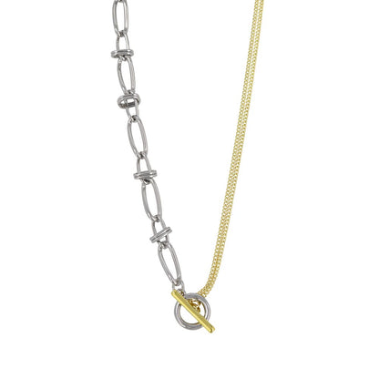ネックレス Combination Metal ニッケルフリー メタル ハーフ オーバル ツイスト リング キヘイ チェーン マンテル ロングネックレス