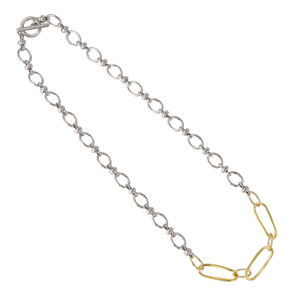 ネックレス Combination Metal ニッケルフリー メタル オーバル ツイスト ビーズ チェーン マンテル ショートネックレス