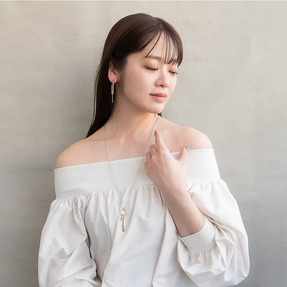 ネックレス Combination Metal  ニッケルフリー メタル リング ドロップ オーバル スライドボール スネークチェーン ロングネックレス