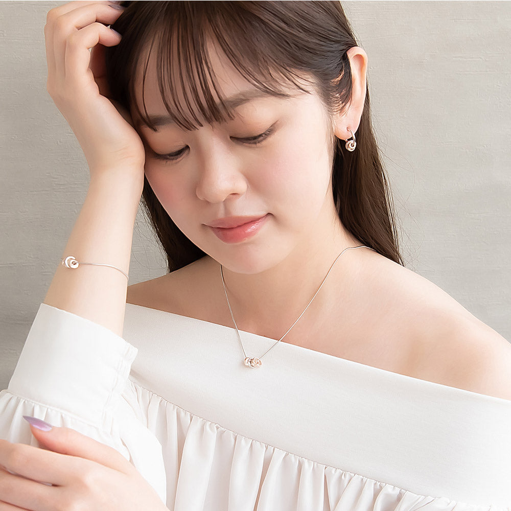 ネックレス Combination Metal  ニッケルフリー メタル ミニ ロール サークル リング スライドボール スネークチェーン ショートネックレス