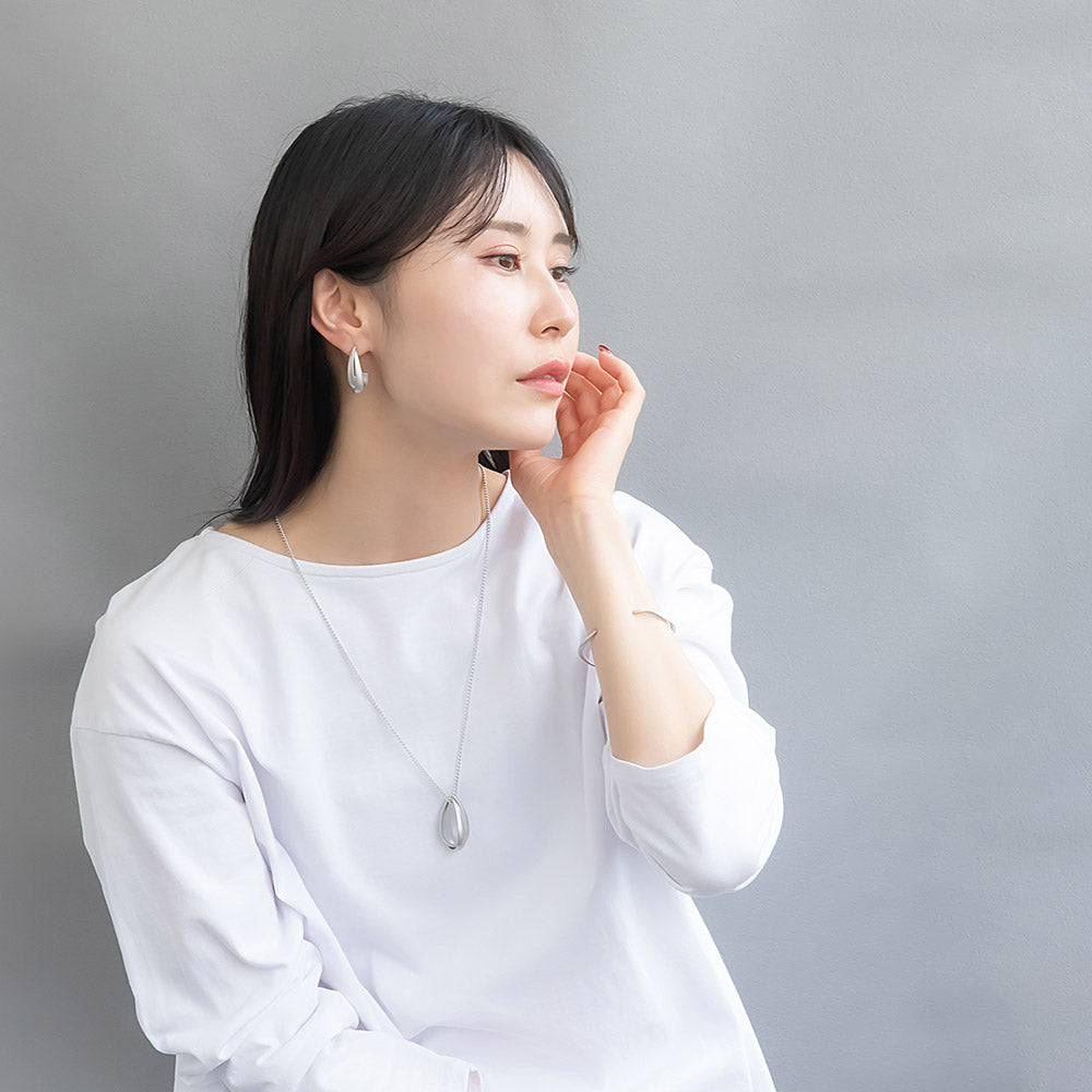 ネックレス ニッケルフリー sable silver メタル ダブル ドロップ クロス ペンダントネックレス