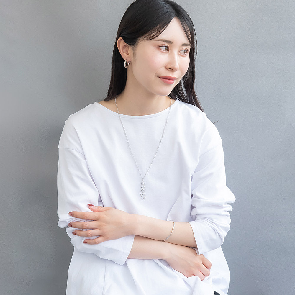 ネックレス ニッケルフリー sable silver メタル ダブル ツイスト ライン ドロップ ペンダントネックレス