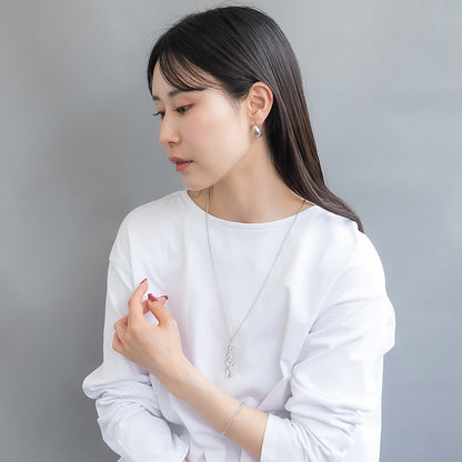 ネックレス ニッケルフリー sable silver メタル ダブル ツイスト ライン ドロップ ペンダントネックレス
