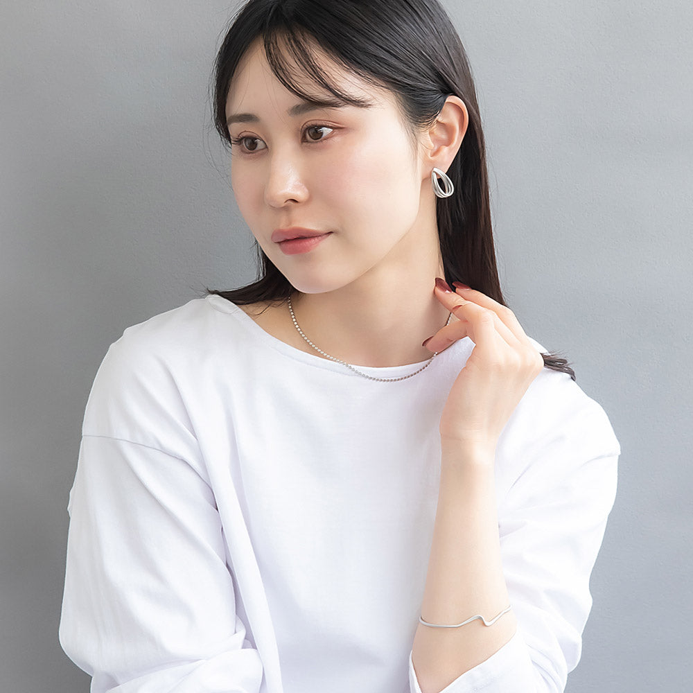 ネックレス ニッケルフリー sable silver メタル ドット フラット ボールチェーン ショートネックレス