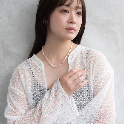 ネックレス ニッケルフリー メタル ビーズ ロング パール ショートネックレス