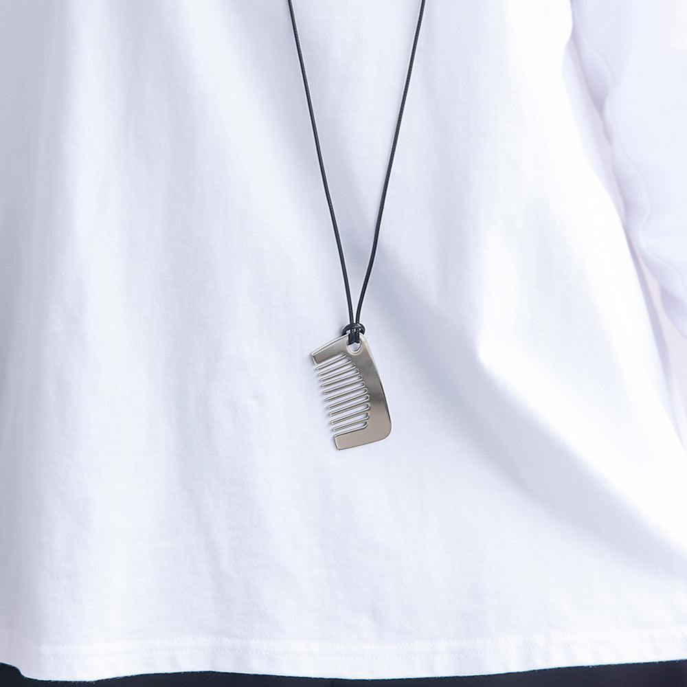 ネックレス レクタングル コームモチーフ ステンレス ワックス